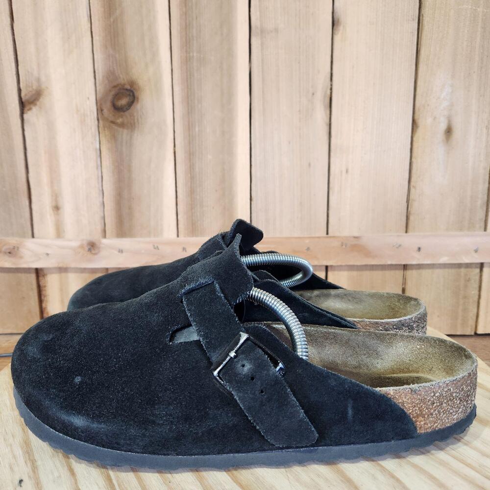 Birkenstock Boston Clog Shoes Mens Size 10 43 Black Suede Slip On Comfort